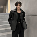 Handsome Fashion No Buttons PU Leather Jacket Men's Women's Motorcycle Faux Leather Jacket Spring Autumn Leather Coat