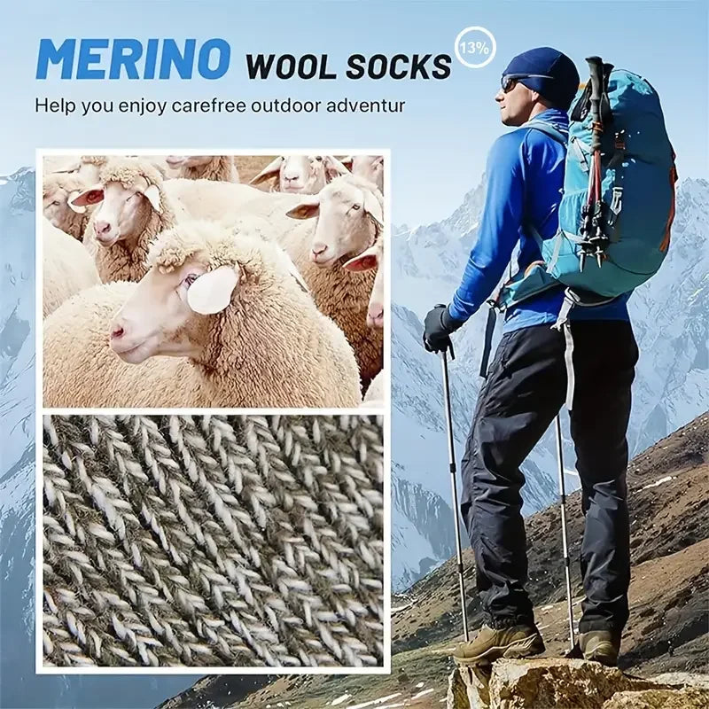5 Pairs Merino Wool Socks for Man Women , Super Thick Hiking Sock Men's Thermal Socks for Cold Weather Men Woman Snow Socks