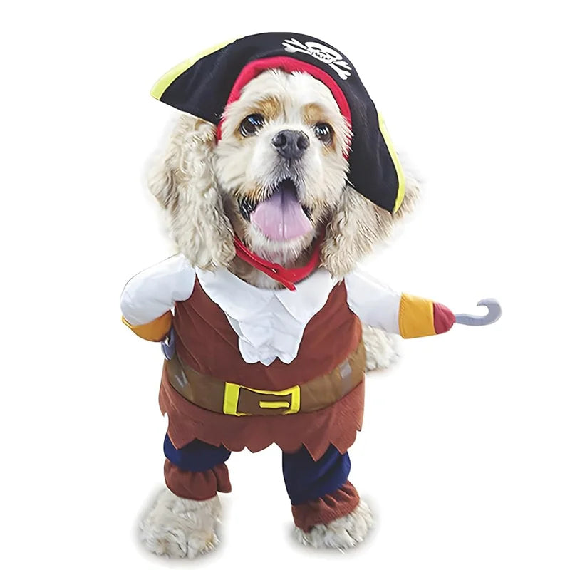 Funny Pet Clothes Pirate Dog Cat Costume Suit Corsair Dressing up Party Apparel Clothing for Cat Dog Plus Hat Pet Dog Costume