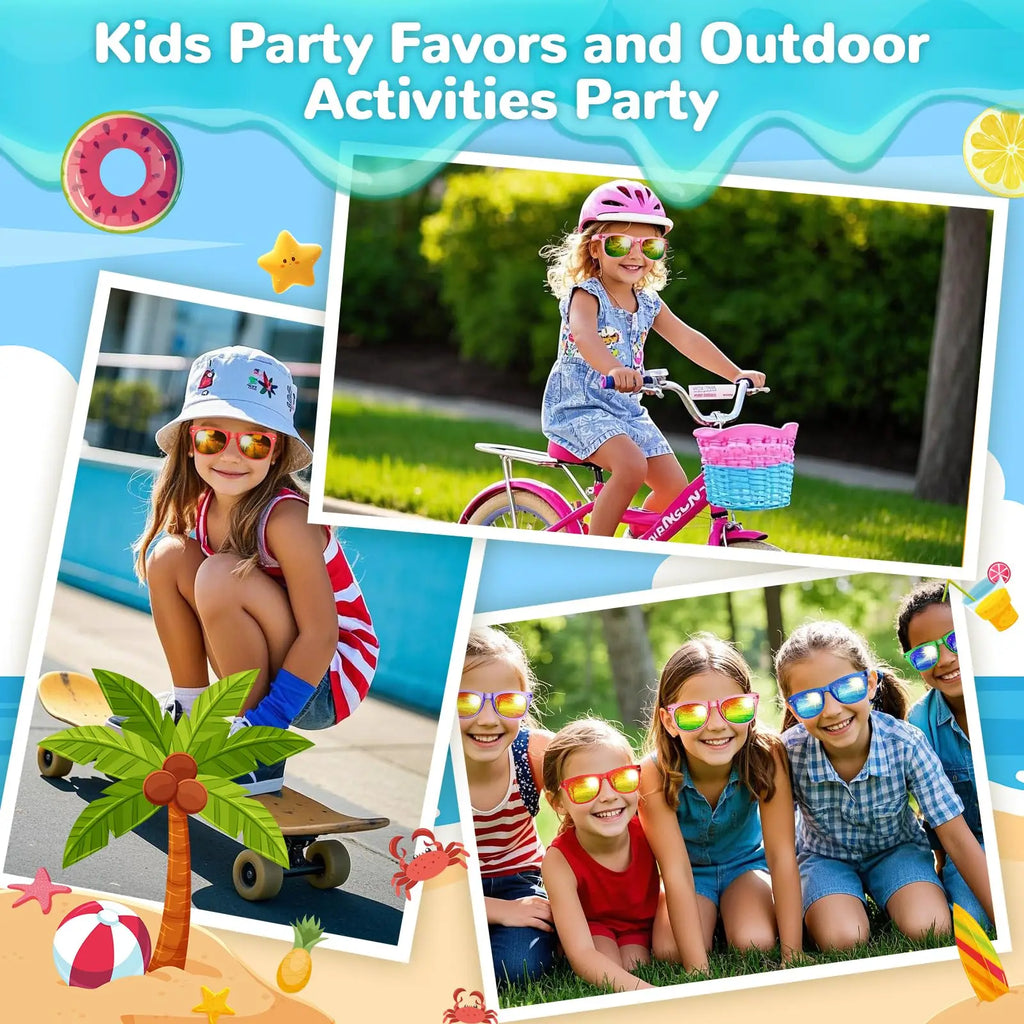 Kids Sunglasses Bulk Party Favors Boys Girls Sunglasses for Kids with UV 400 Protection Neon Sunglasses for Birthday Party