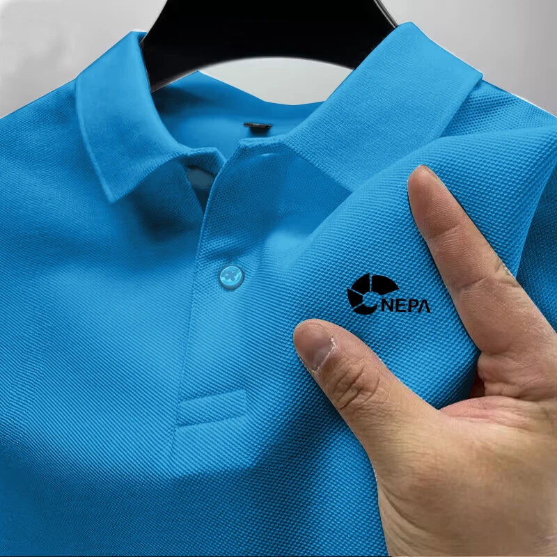 2026 Men's Reflective Polo Shirt, Color Button, Breathable, Casual, Fashionable, Business, Comfort, Summer, Shoes