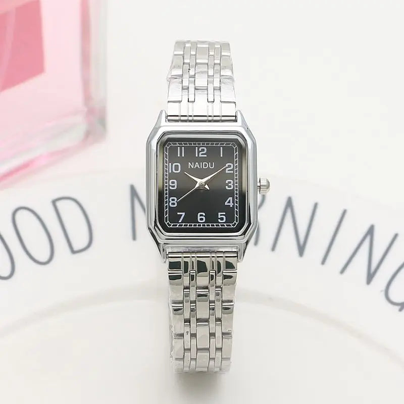 Women Quartz Watch Luxury Fashion Square Sliver Case Band Roman Numerals Dial Female Watches Niche New Ladies Dress Wristwatch