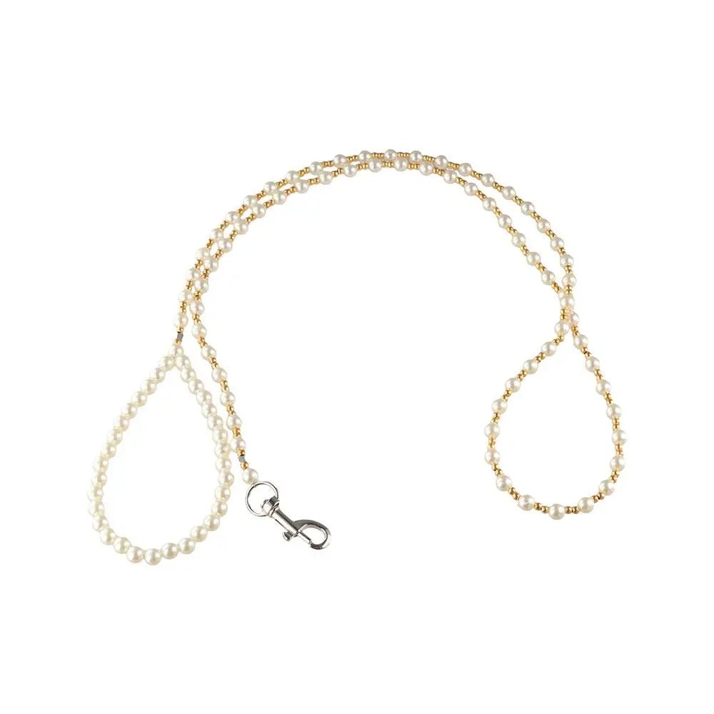 120cm Pearls Dog Harness Leash Imitation Pearls Strong Beaded Dog Leash Elegant Alloy Hook Pet Training Lead Leashes Pet