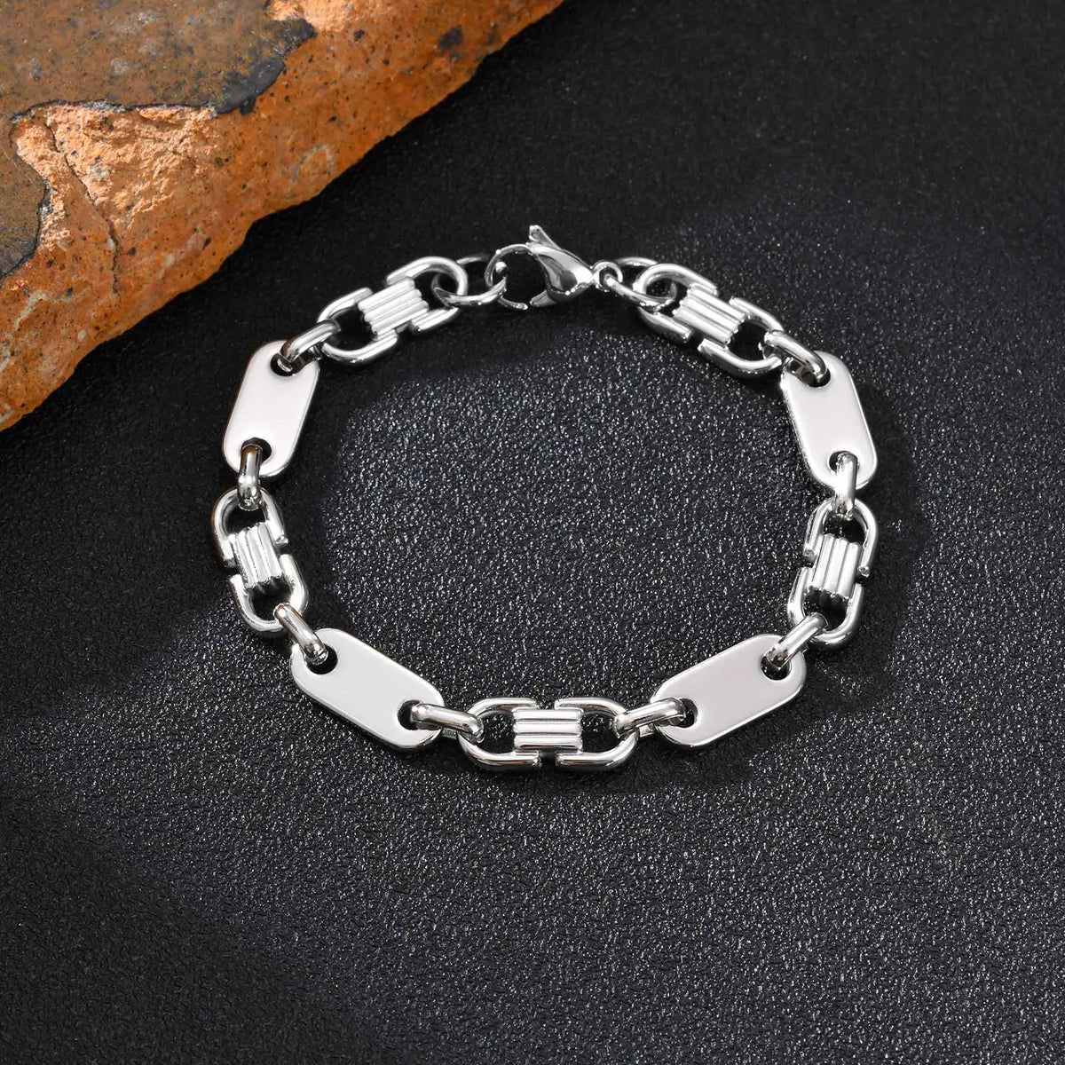 Trendy Classic Stainless Steel Bracelet for Men, Geometric Handmade Chain Bracelet, Fashion Jewelry Gift for Him ﻿