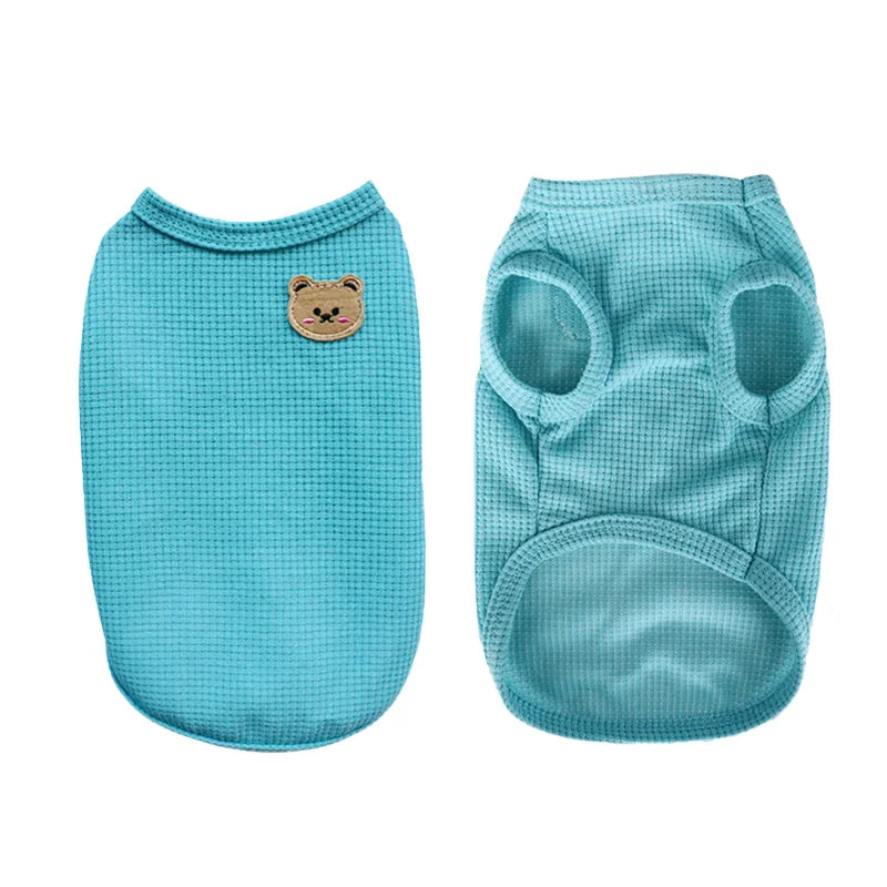 Pet Clothes Spring Summer Cat Dog T-shirt Breathable Waffle Vest Puppy Kitten Pet Supplies Chihuahua French Bulldog Clothing