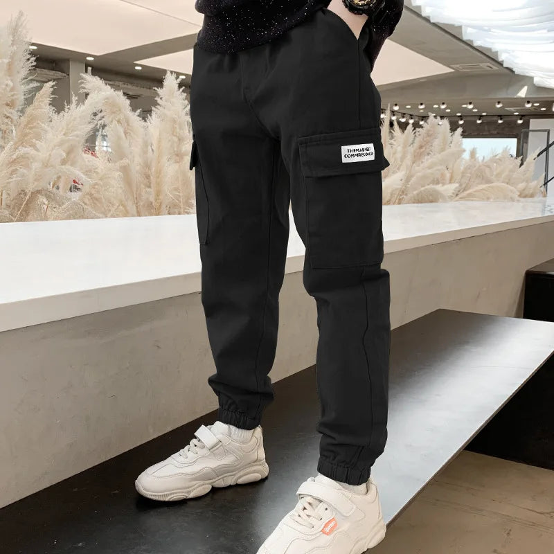 Boys Cargo Pants Spring Autumn Thick Boys Trousers Casual Kids Sport Pants Teenage Children Clothes For 5-12 Years