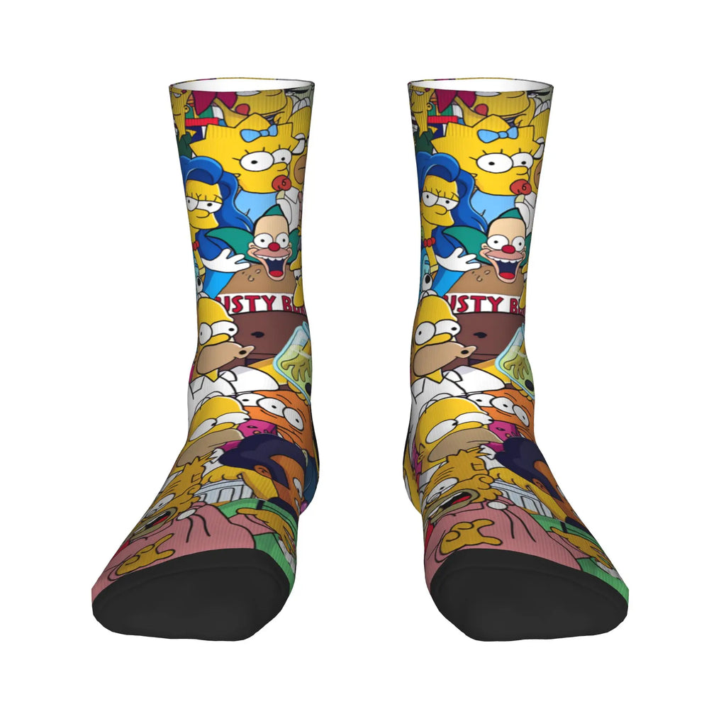 Homer S-Simpsons And Friends Meme Stockings Novelty Socks Unisex Men Breathable Socks Autumn Running Pattern Anti Socks Gift