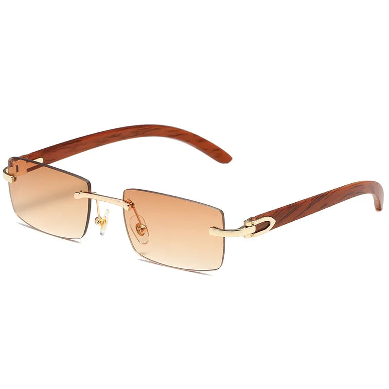 Sunglasses for Men 2026 Rimless Rectangle UV400 PC Frame Blue Lightweight Comfortable Vintage Shades HD Anti-glare Outdoor
