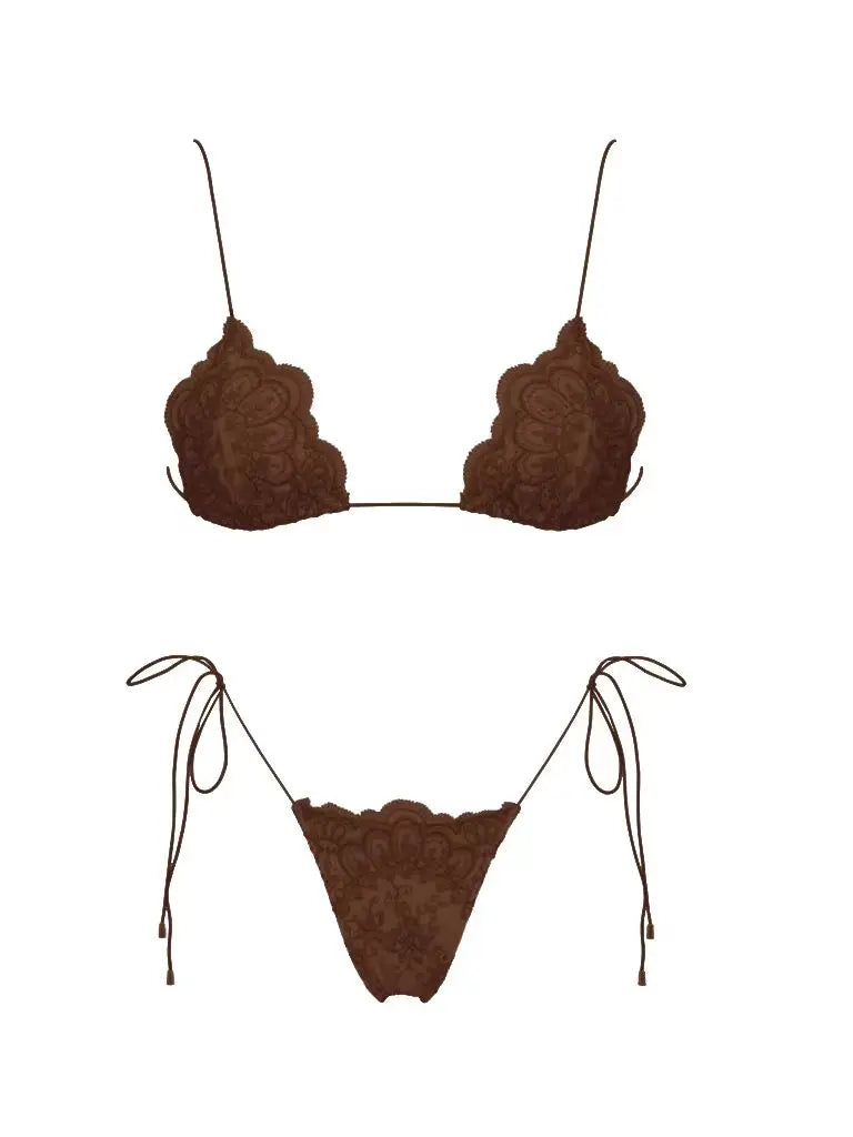 Mesh Bikini with Pants Swimsuit Brazilan Bikini Set Swimwear for Women Lace Halter Shirring 3 Pcs Bathing Suits Summer Female