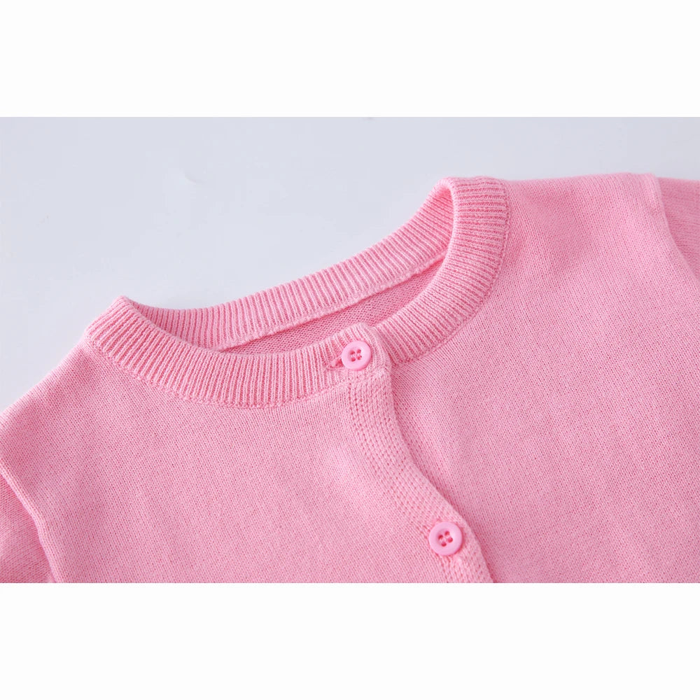 Autumn Winter Sweaters for Children Solid Cardigans Boys Girls White Black Grey Jacket Kids 2-9 Years Cotton Coats Baby Clothing