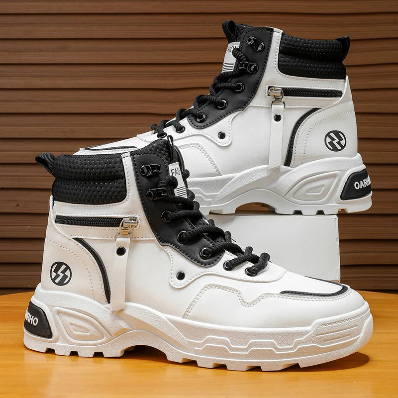 Men's boots spring and autumn new soft-sole non-slip leisure boots fashion Joker outdoor high-top boots youth comfort work boots