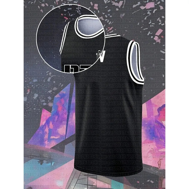 Men Kid Jersey Black Mesh Sleeveless Basketball Style Tank Fan Merch Casual Sport Streetwear Outfit