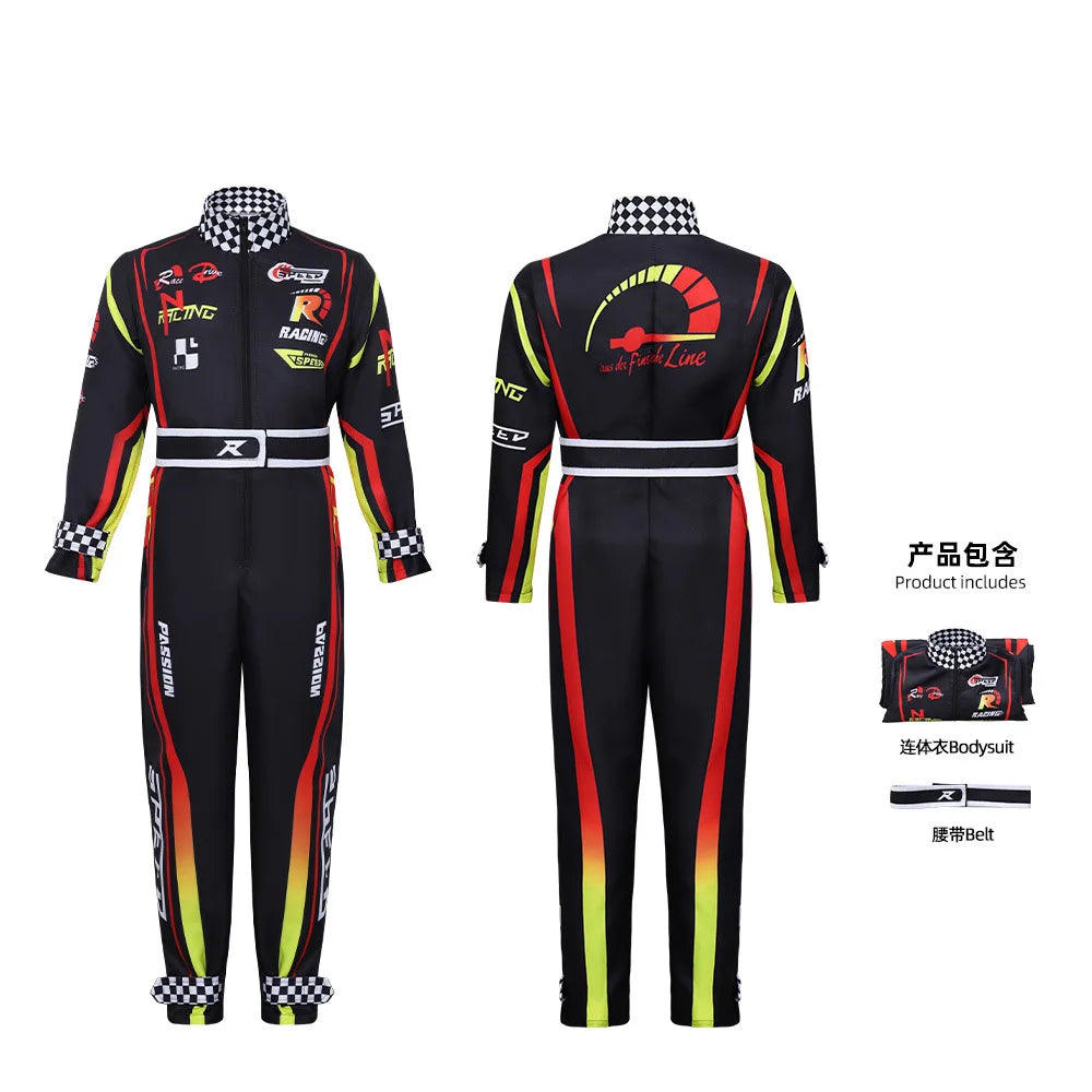 Adult Racing Outfits Kids Karting Uniforms (Includes Red Baseball Cap) Outdoor Sports Jumpsuits Halloween Carnival Cosplay Costu