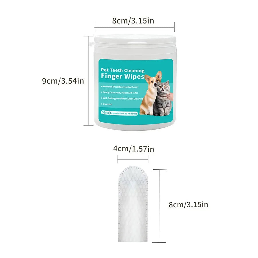 Pet Cleaning Disposable Finger Toothbrush Pet Teeth Cleaning Finger Covers Wet Wipes Dog and Cat Oral Cleaning