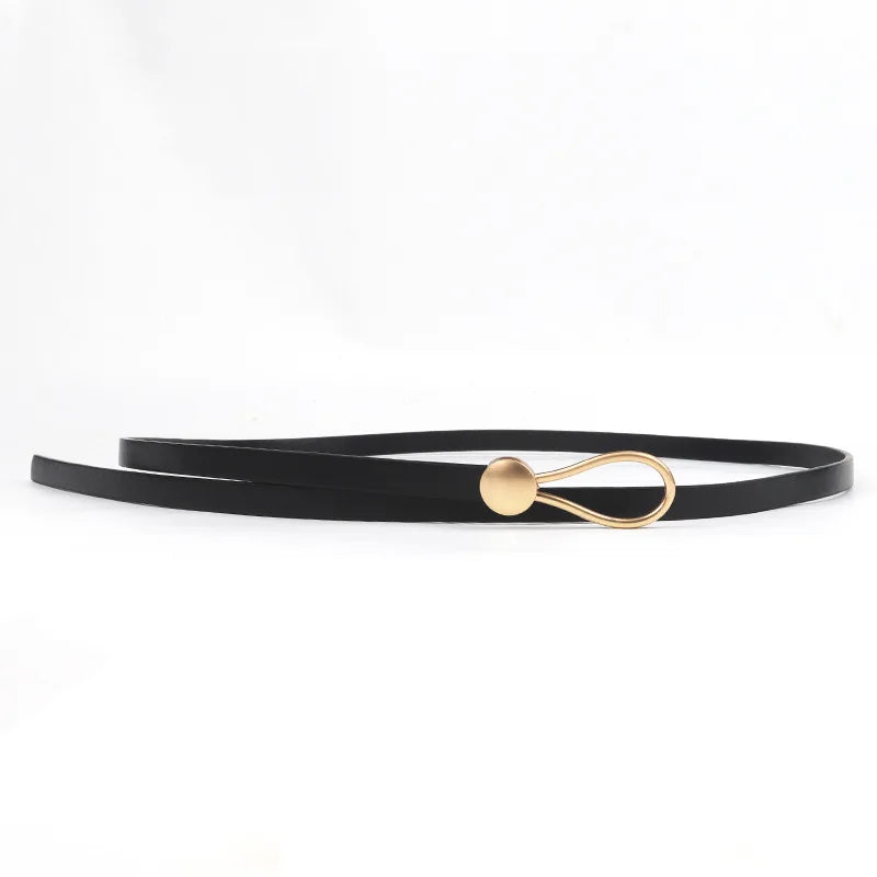 Women's Belt No-hole Knotted Belt Vintage PU Leather Waistband Solid Color Vintage Decorative Thin Belts Dress Girdle For Women