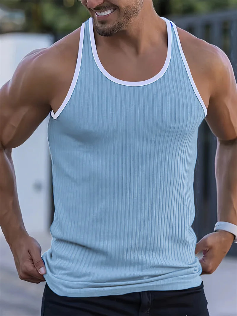 Summer Fitness Tank Top Men Fitness Sleeveless T-Shirt Male Pullover Breathable Sports Undershirt Casual Vest Elastic Loose Tops