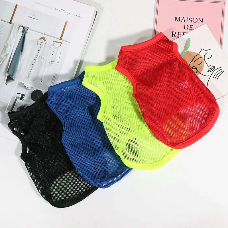 Pet Clothing with Large Mesh Breathable Spring/summer Vest Solid Color Cat and Dog Clothing Suitable for Indoor and Outdoor Use