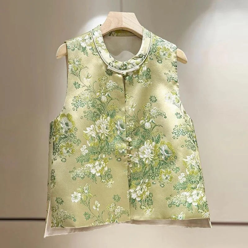 Thin Vest for Women Clothing Ethnic Style Print Vintage Clothes Streetwear Coats Women Jackets Chinese style Casual Summer