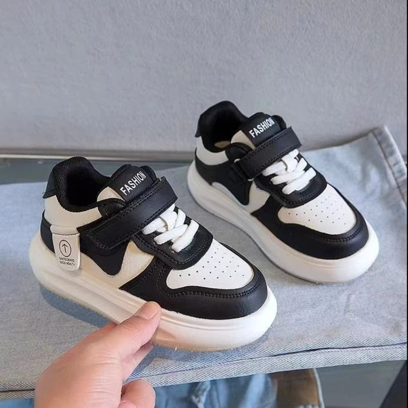 Kids Sports Shoes Spring Autumn Simple Black White Boys Girls Casual Sneakers Thick Sole School Causal Children Basketball Shoes