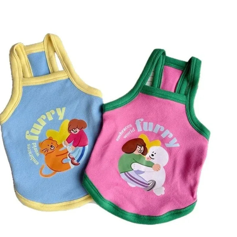 Cute Summer Pet Dog Clothes Camisole Vest Thin For Small Dog Cat Dress Printed Cute Comfortable Couple Clothing Puppy Clothes