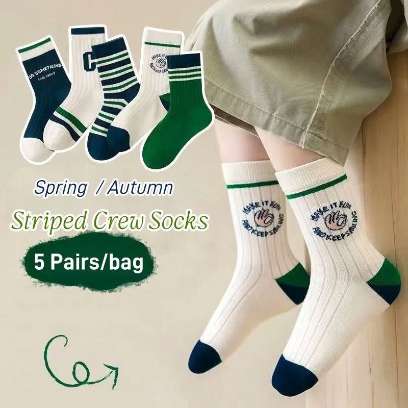 5 Pairs Children's Socks Spring Autumn Socks Kids Boys Cotton Socks Baby Cartoon Pattern Medium Sock