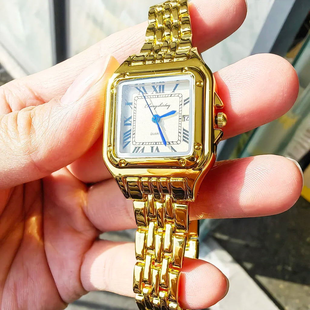 Women Watch Square Simple Design Men Quartz Watch Fashion Diamond Stainless Steel Women's Watch Diamond Bracelet