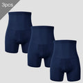 3PCS Men's sports underwear: high-waisted, belt-cinching, lengthened, anti-leg chafing, waist-protecting, flat-angle shorts