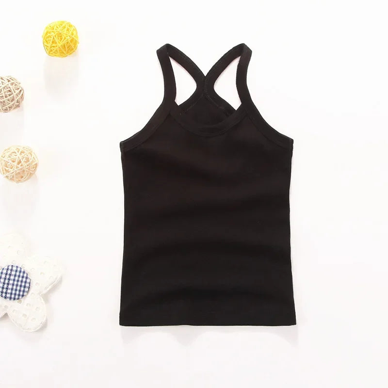 Kids Baby Boys Vests T-shirts Children Summer Vest Top Outfit Kid Boy Girl Solid Tops Clothes Cotton Tees Black Playsuits