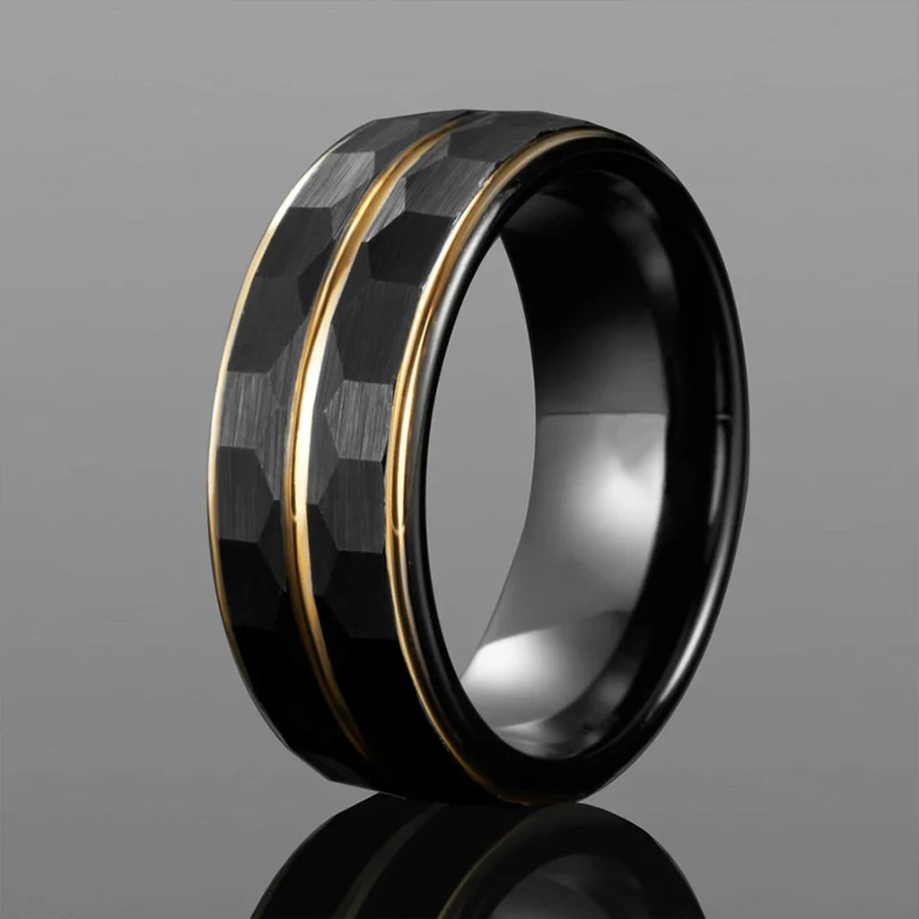 gothic jewelry rings for man Minimalist black tungsten ring luxury joyeria punk jewellery accesorios hombre fashion aneis