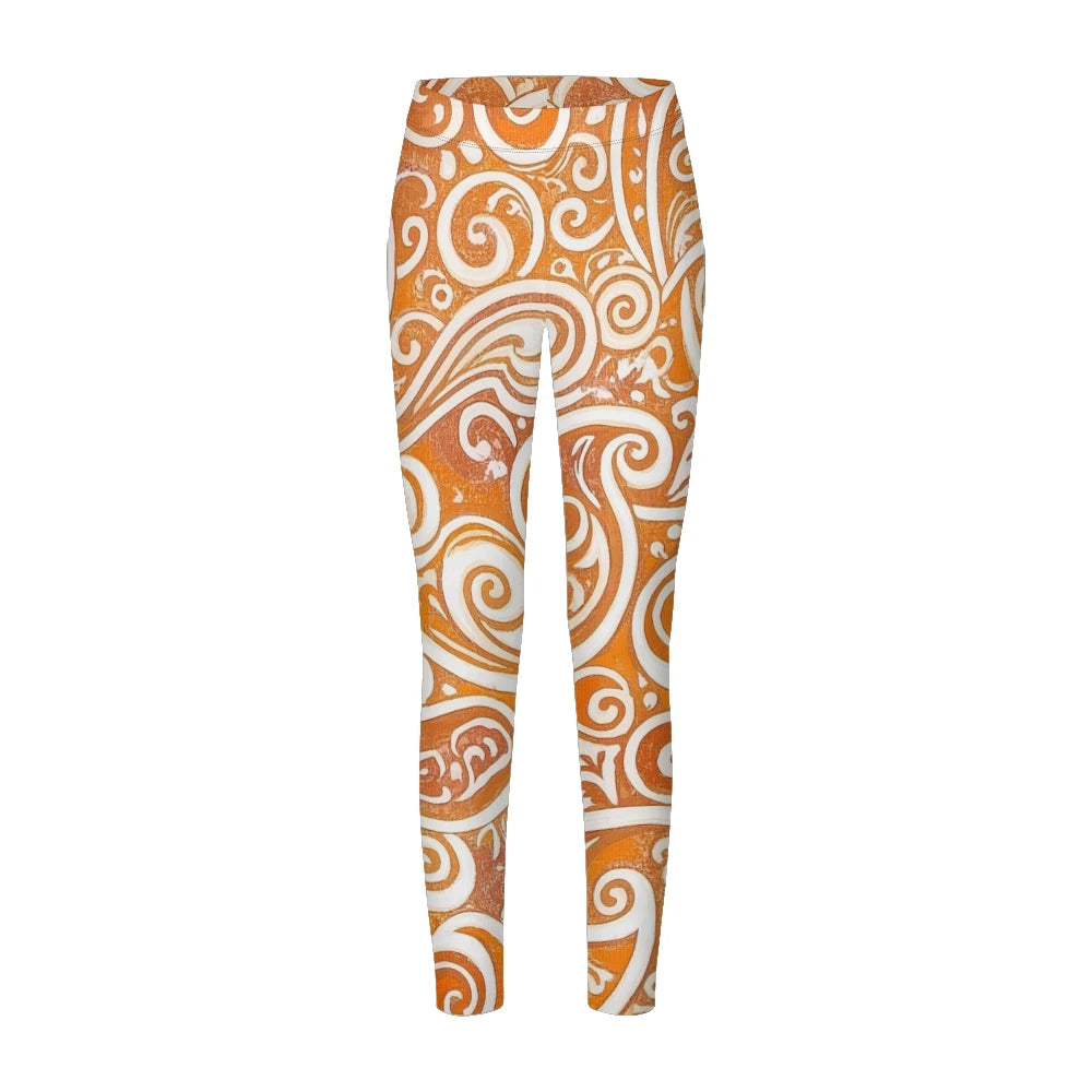 Women High-Waisted Vintage Paisley Print Sports Leggings Full Length Athletic Pants for Yoga Fitness and Casual Boho Chic Wear