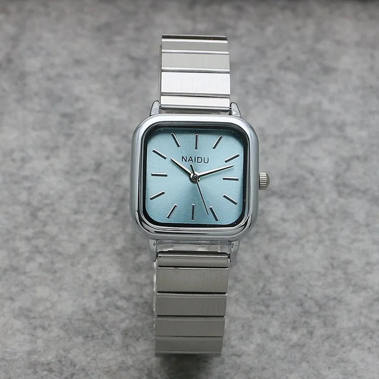 Women Quartz Watch Luxury Fashion Square Sliver Case Band Roman Numerals Dial Female Watches Niche New Ladies Dress Wristwatch