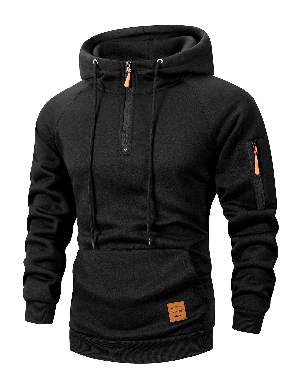 Men's Half Zipper Casual Hooded Collar Drawstring Hoodies Running Warm Sweatshirt Long Sleeve Outdoor Streetwear Fleece Pullover