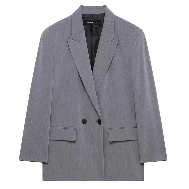 HXAO Women's Blazers Office Wear Long Blazer Spring 2025 Long Sleeve Solid Blazer Women Oversize Jacket High Quality Blazer