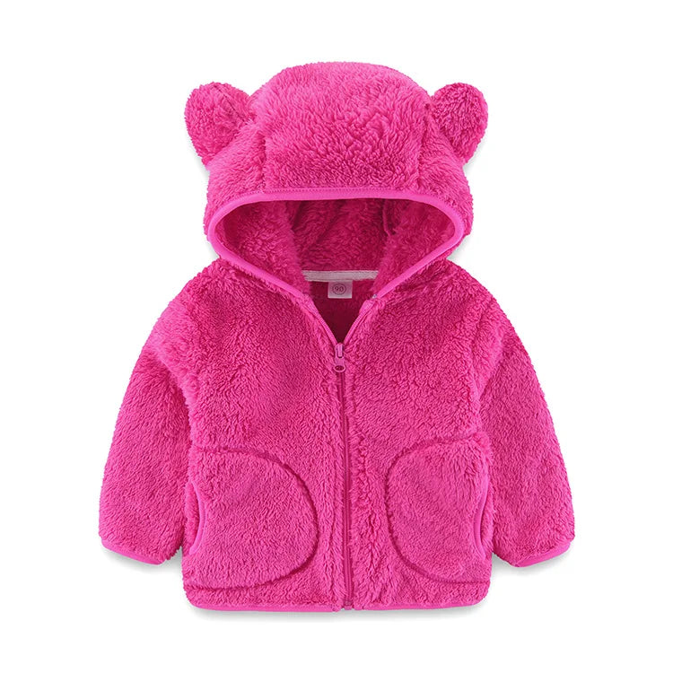 Colorful Fleece Hoodies 2-6T Long Sleeve Zipper Baby Coats for Boys & Girls Cute Hooded Jackets Kids Outerwear for Autumn Spring