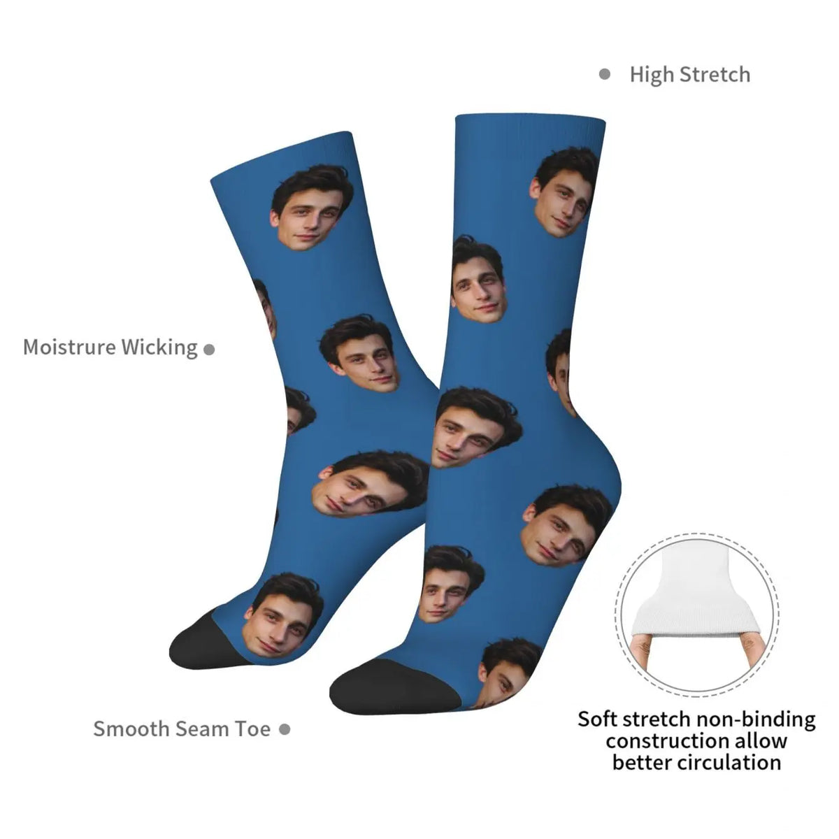 Customized face-shaped socks  Unisex customized socks  Personalized picture socks  Photo socks  Customized socks as gifts