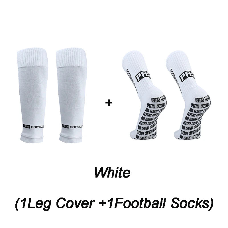 1 Set Of High Elastic Football Shin Guards Socks Leg Coveradult Youth Outdoor Sports Protective Equipment Non-slip Soccer Socks