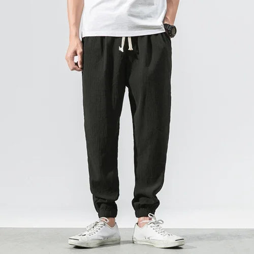Japanese-Style Retro Streetwear 2020 Summer Men Cotton Linen Sweatpants Trousers Men Casual Harem Pants Breathable Men Joggers