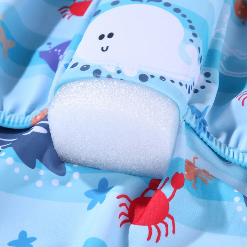 Kids Buoyancy Swimsuit One-piece Swimsuit Children's Girls Boys Fashion Cartoon Print Swimwear Beach Swimming Clothing 1-5 Years