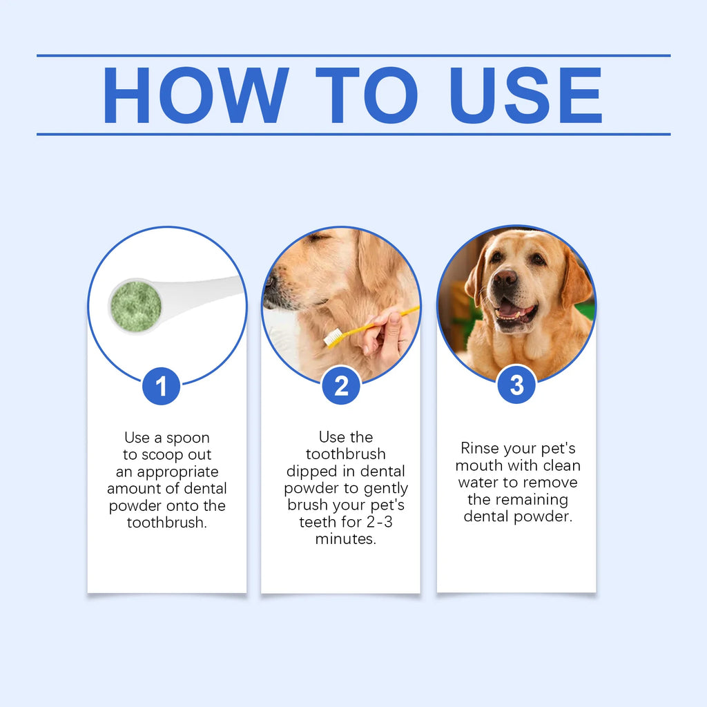 Pet Teeth Cleaning Powder Efficient Removing Dental Plaque Deeply Dissolve Dirt Inside Teeth Eliminate Oral Odor Pet Oral Powder