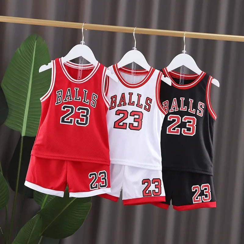 2026 Summer baby BOY girl Basketball nursery ball Clothes T Shirt camisole + Shorts pants children tracksuits 1 2 3 4 5 6 year