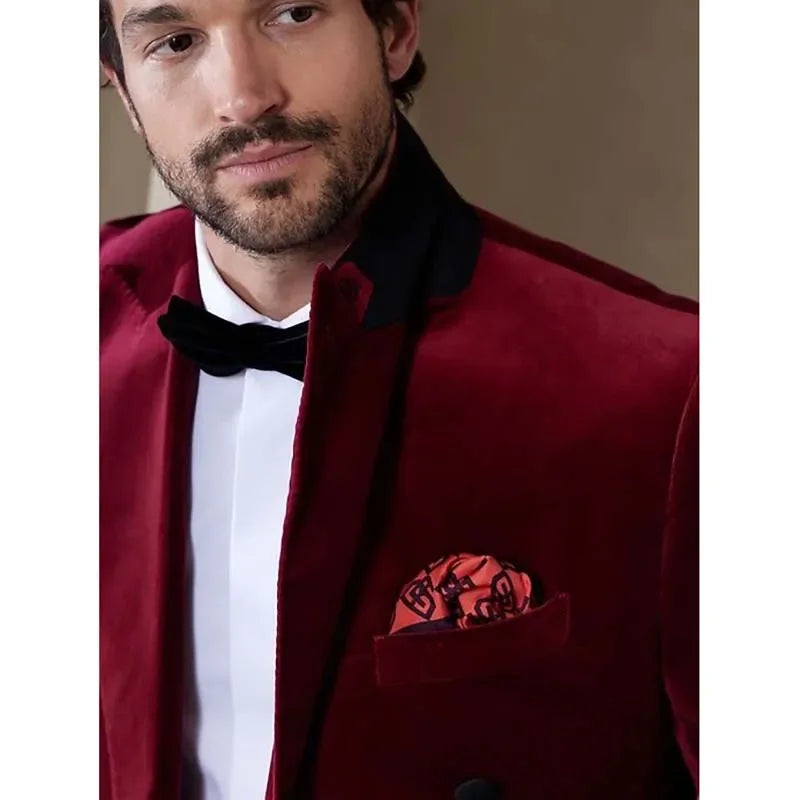 Velvet Double Breasted Blazer 1 Piece Slim Fit Smoking Suit Jacket for Men Fashion Party Groom 2025 Wedding Slim Fit Outfits