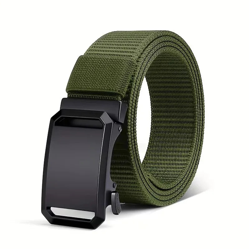 Men's Belt Automatic Metal Buckle Webbing Outdoor Work Tactical Belt Toothless Automatic Buckle Casual Sports Canvas Belts