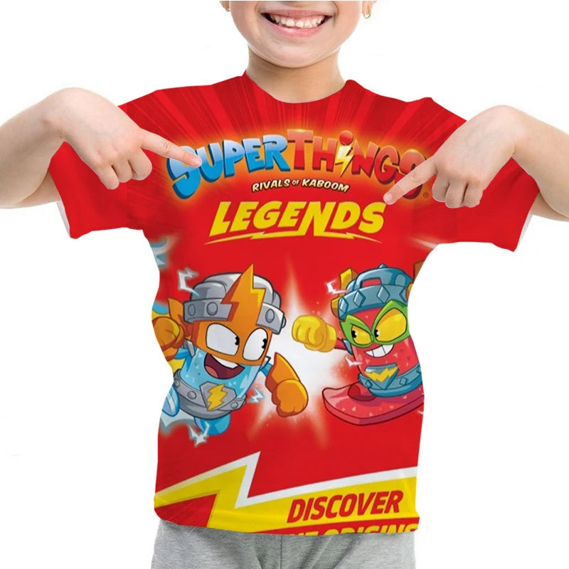 Men Kid Tee Top Boys Girls  Adults Children Parent Child quick dry Tshirts SuperThings Legends Printed Casual O-neck Top Gift