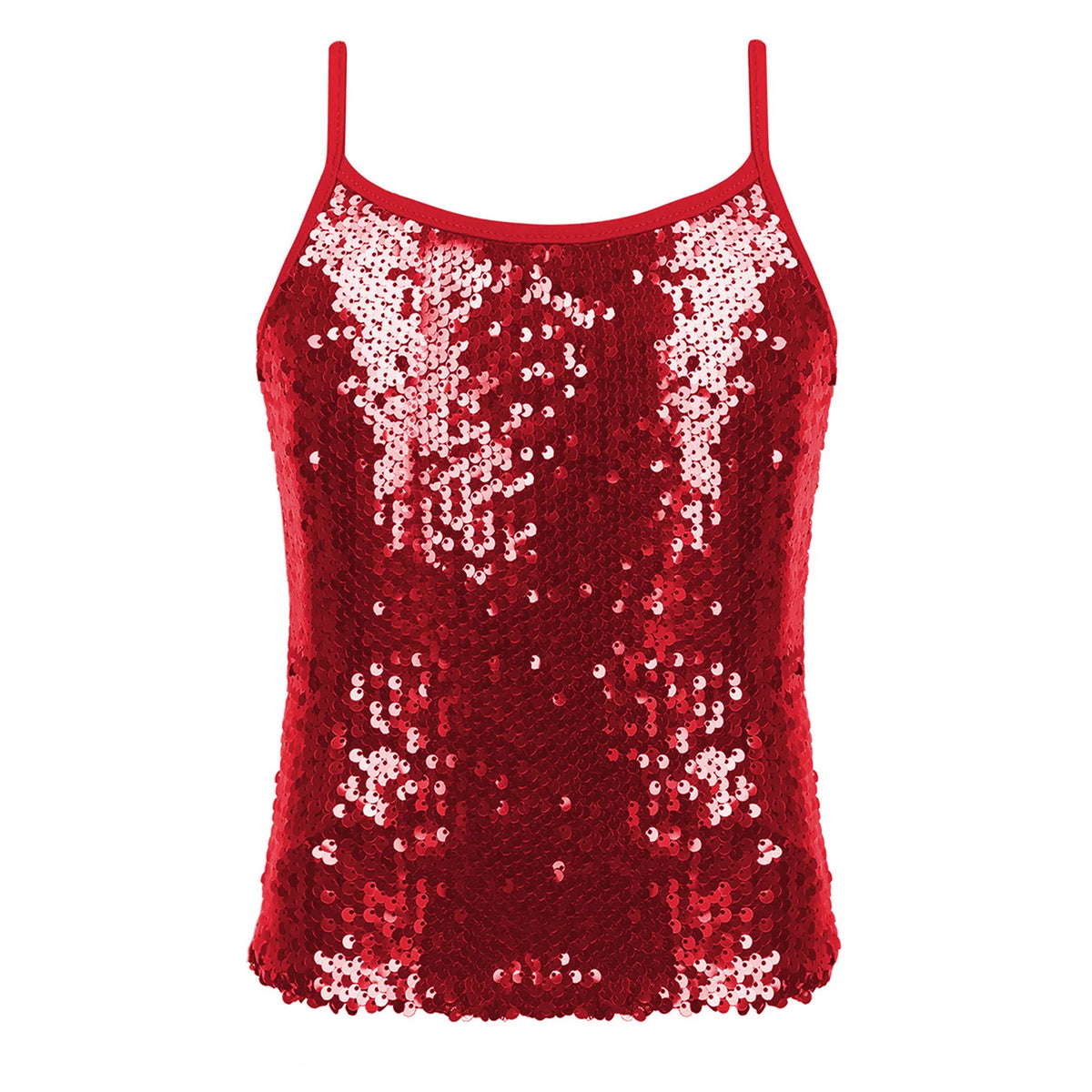 Kid Girl Sparkly Sequin Camisole Hip Hop Jazz Dance Tank Tops Spaghetti Straps Workout Gymnastics Vest Shirt Performance Costume