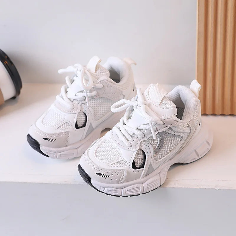 Kids Casual Sports Shoes with Thick Soles Boys Girls Fashion Versatile Sneakers 2024 New Children Mesh Breathable Running Shoes