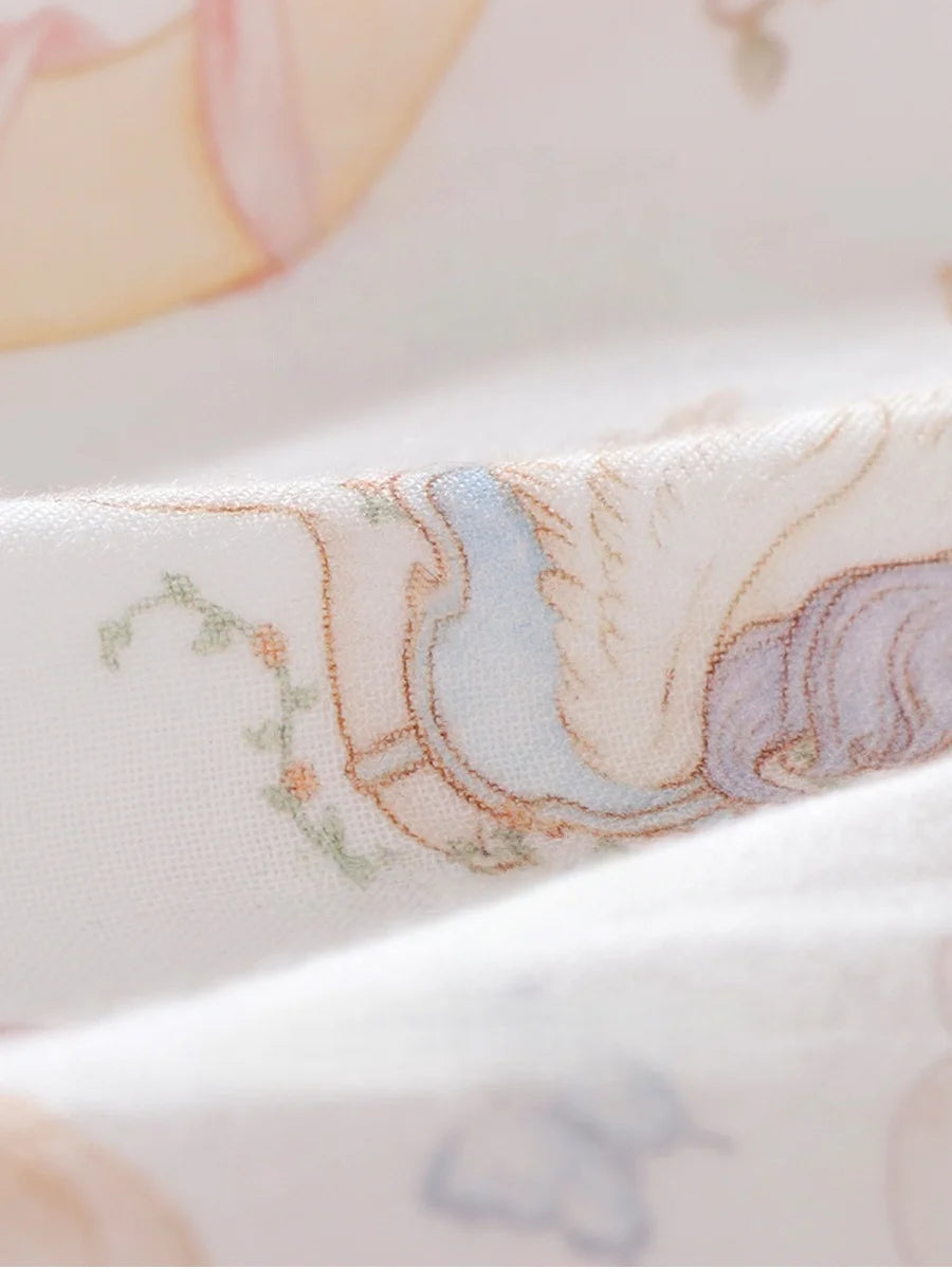 Lightweight Gauze Children's Summer Pajamas Breathable Cartoon Printed Girls' Nightgown Cute One-Piece Pajamas