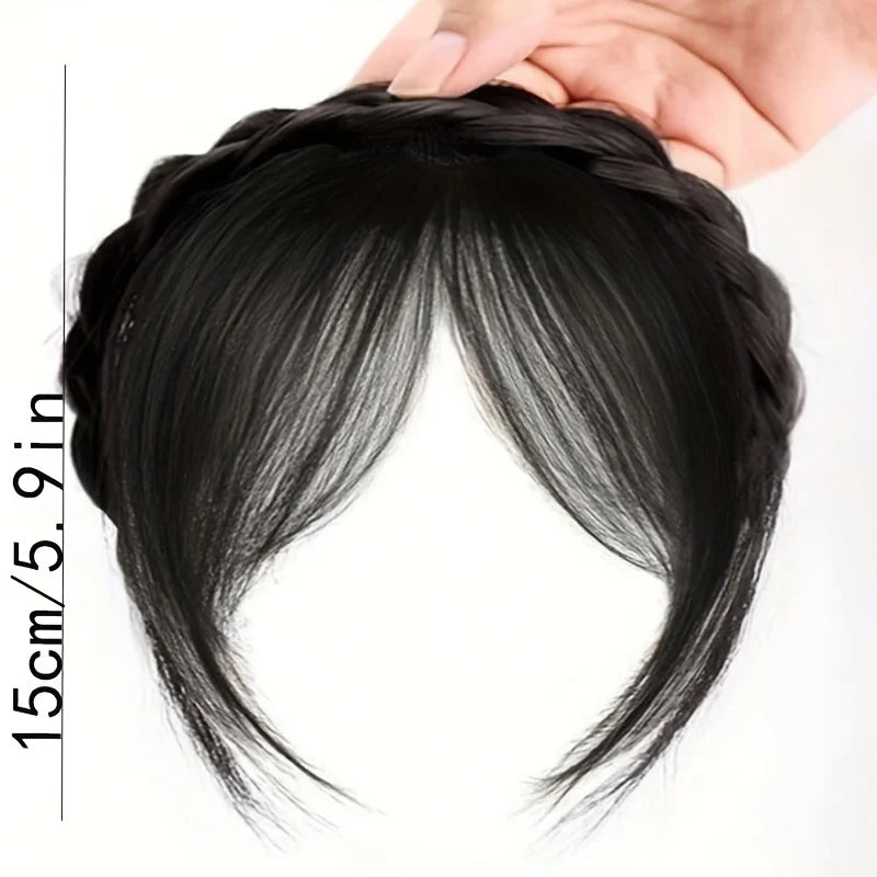 Wig Twist Braids Headbands Eight-character Bangs One-piece Hairpin Cover White Hair Natural Hair Volume on The Top of The Head