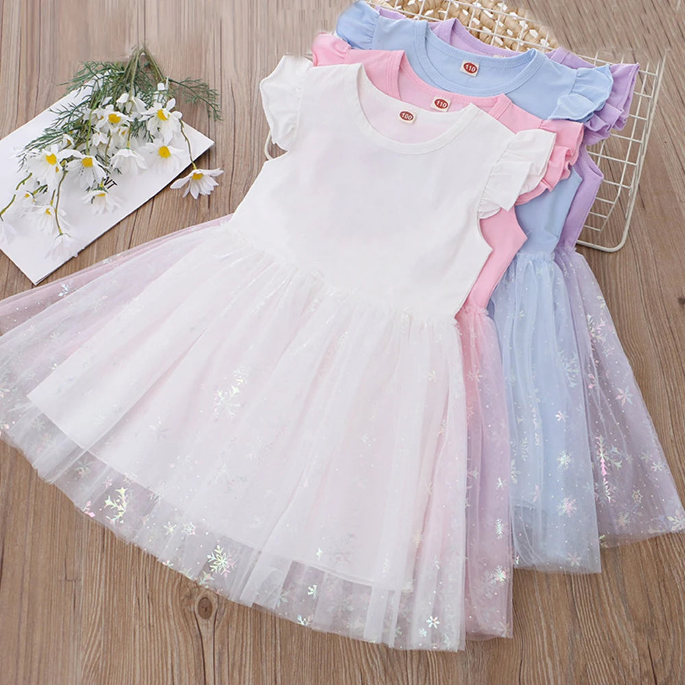 Kids Cute Princess Dress Clothes Children Summer New Short Sleeves For Fashion Dress Baby Girls Birthday Party Clothing 2-8T