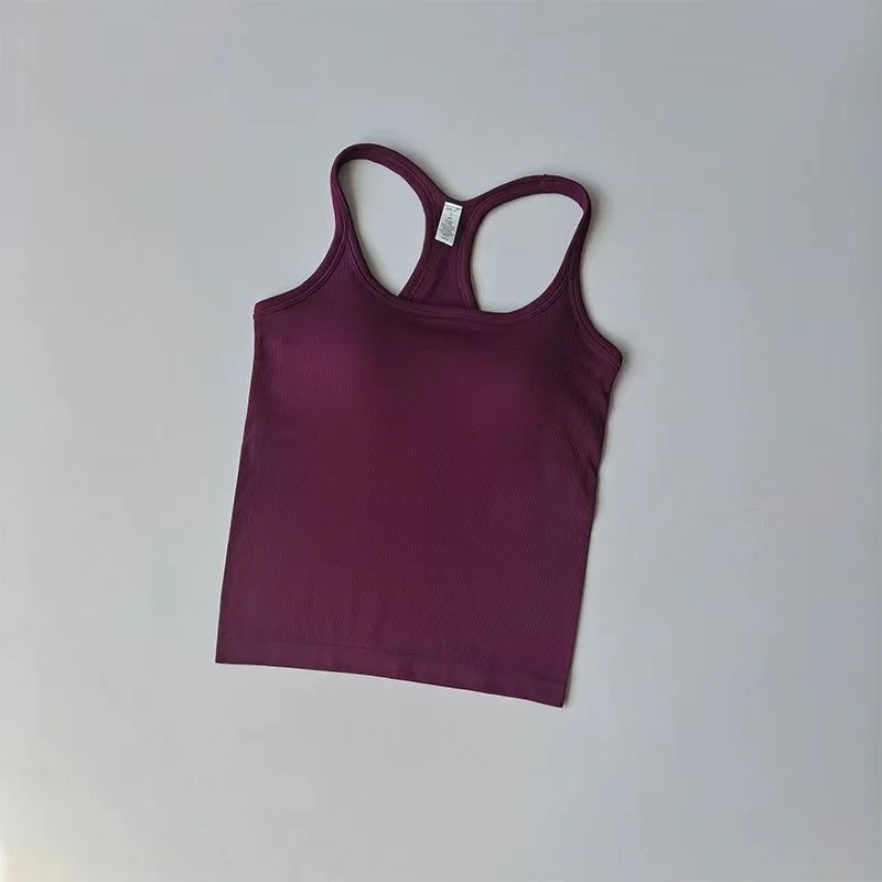 Women's Yoga Wear Sports Bra Shockproof Push-Up Fitness Clothing with Padded Chest Running Outerwear Pilates Tank Top