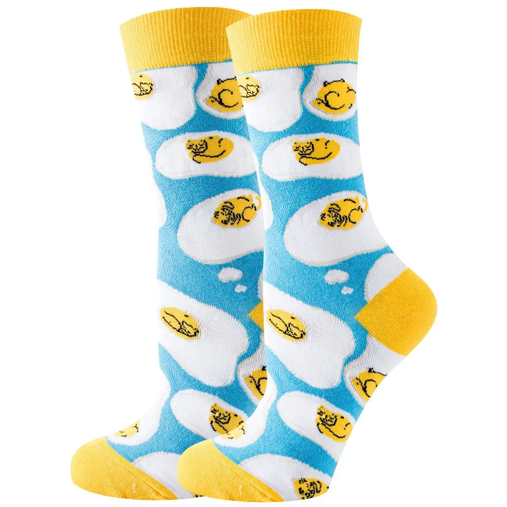 Cute Women Socks Cartoon Animal Food Fruit Socks Kawaii Funny Trendy Socks Happy Harajuku Casual Autumn Spring Stocking